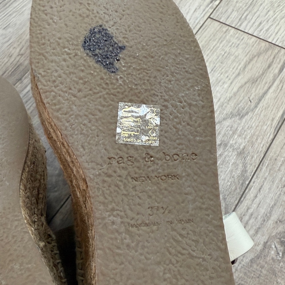 New nwot Rag & bone August Suede And Leather Espadrille Sandals Taupe 37.5 7.5 - Picture 9 of 12